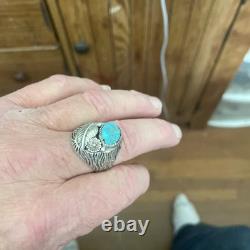 Native American Turquoise Sterling Silver Ring Navajo Vintage Indian Jewelry