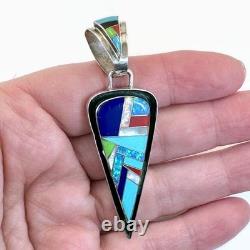 Native American Vintage Kewa Turquoise Pendant Sterling Silver Nelson Garcia