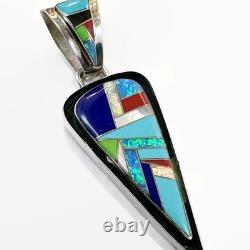 Native American Vintage Kewa Turquoise Pendant Sterling Silver Nelson Garcia