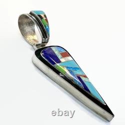 Native American Vintage Kewa Turquoise Pendant Sterling Silver Nelson Garcia