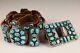 Native American Vintage Navajo GJ Signed Sterling Silver Turquoise Cluster Belt