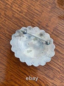 Native American Vintage Navajo Turquoise Spiny Oyster Cluster Silver Pin Brooch