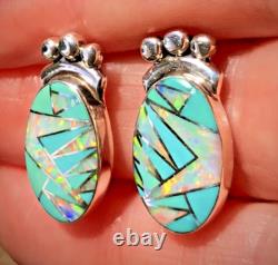 Native American Vintage Opal Turquoise Earrings SUN CLOUD Video SOFT GORGEOUS