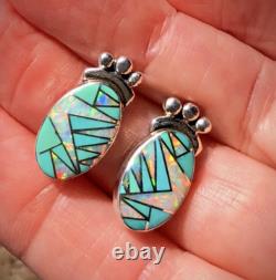 Native American Vintage Opal Turquoise Earrings SUN CLOUD Video SOFT GORGEOUS