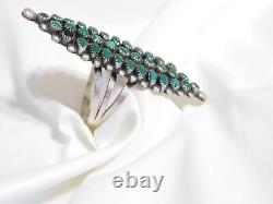 Native American Vintage Petit Point Sterling Silver Long Finger Ring Amazing
