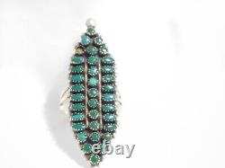 Native American Vintage Petit Point Sterling Silver Long Finger Ring Amazing