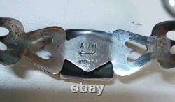 Native American Vintage Royston Turquoise Sterling Cast Cuff Signed AJW 30.4Gr