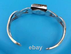 Native American Vintage Royston Turquoise Sterling Cast Cuff Signed AJW 30.4Gr