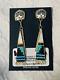 Native American Vintage Zuni Eldred Martinez Signed Sunface Corn Maiden Earrings