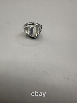 Native American Woman's Turquoise Ring Size 7 Signed RB Vintage Sterling Silver
