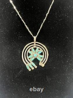 Native American Zuni Elenor Weeka signed sterling Silver/ Turquoise necklace