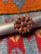 Native American Zuni Mediterranean Coral Cluster Vtg Ring Sterling Silver 7.25