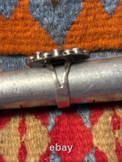 Native American Zuni Mediterranean Coral Cluster Vtg Ring Sterling Silver 7.25