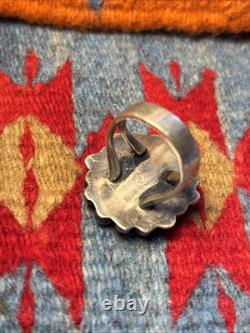 Native American Zuni Mediterranean Coral Cluster Vtg Ring Sterling Silver 7.25