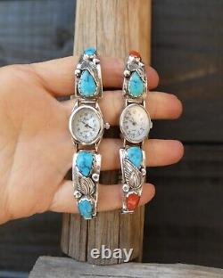 Native American Zuni Turquoise Coral Women's Watch, Vintage Gifted Jewelry