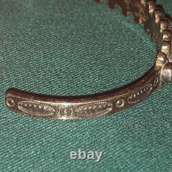 Native American Zuni sterling Petit Point Turquoise Cuff Bracelet VTG