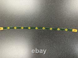 Native American beaded leather vintage handmade necklace STORMIE green yellow