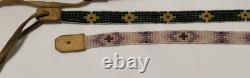 Native American beaded leather vintage handmade necklace STORMIE green yellow