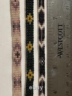 Native American beaded leather vintage handmade necklace STORMIE green yellow