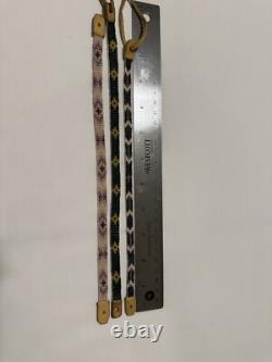 Native American beaded leather vintage handmade necklace STORMIE green yellow