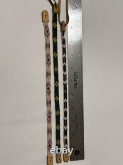 Native American beaded leather vintage handmade necklace STORMIE purple diagonal