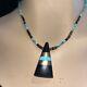 Native American jet inlay turquoise heshe Bead pendant necklace necklace Vintage
