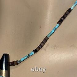 Native American jet inlay turquoise heshe Bead pendant necklace necklace Vintage