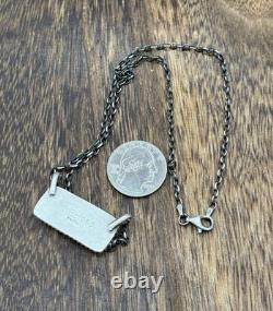 Native Navajo Handmade Sterling Silver Kingman Turquoise Bar Necklace 18