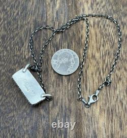 Native Navajo Handmade Sterling Silver Kingman Turquoise Bar Necklace 18