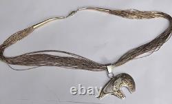 Navajo 24 12kGF 30 Strand Necklace & Sterling Silver Matching Bear Pendant