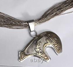 Navajo 24 12kGF 30 Strand Necklace & Sterling Silver Matching Bear Pendant