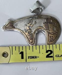 Navajo 24 12kGF 30 Strand Necklace & Sterling Silver Matching Bear Pendant