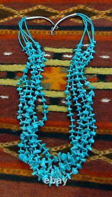Navajo 5 Strand Kingman Turquoise Vintage Necklace, Native American Jewelry