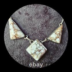 Navajo ALV White Horse Turquoise Necklace Vintage Native American Jewelry