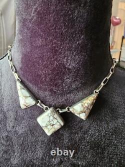 Navajo ALV White Horse Turquoise Necklace Vintage Native American Jewelry