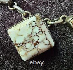 Navajo ALV White Horse Turquoise Necklace Vintage Native American Jewelry