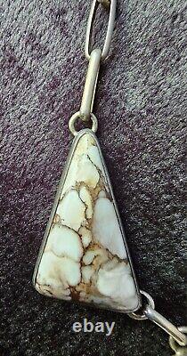Navajo ALV White Horse Turquoise Necklace Vintage Native American Jewelry