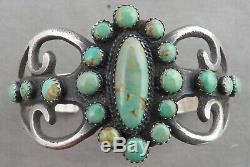 Navajo Albert & Jeanette Brown Sand Cast Turquoise & Sterling Bracelet