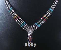 Navajo Colorful Vintage Native American Jewelry Set In Silver