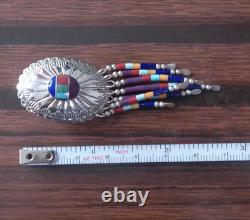 Navajo Colorful Vintage Native American Jewelry Set In Silver