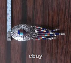 Navajo Colorful Vintage Native American Jewelry Set In Silver