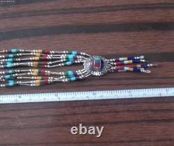Navajo Colorful Vintage Native American Jewelry Set In Silver