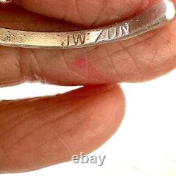 Navajo Cuff Bracelet Red Coral 6.5 in Signed Needlepoint Sterling Handmade