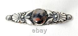 Navajo Dead Pawn Agate Brooch Sterling Silver Jewelry Native American VINTAGE