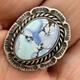 Navajo Golden Hills Turquoise Ring Size 8 Sterling Silver Signed LL Patina 6 g