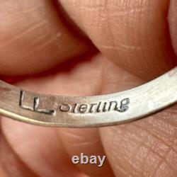 Navajo Golden Hills Turquoise Ring Size 8 Sterling Silver Signed LL Patina 6 g