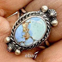 Navajo Golden Hills Turquoise Ring Sz 7.5 Sterling Silver by Gloria Rios Patina