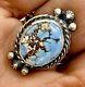 Navajo Golden Hills Turquoise Ring Sz 8 Sterling Silver by Gloria Rios Patina