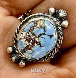 Navajo Golden Hills Turquoise Ring Sz 8 Sterling Silver by Gloria Rios Patina