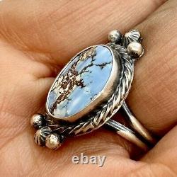 Navajo Golden Hills Turquoise Ring Sz 8 Sterling Silver by Gloria Rios Patina